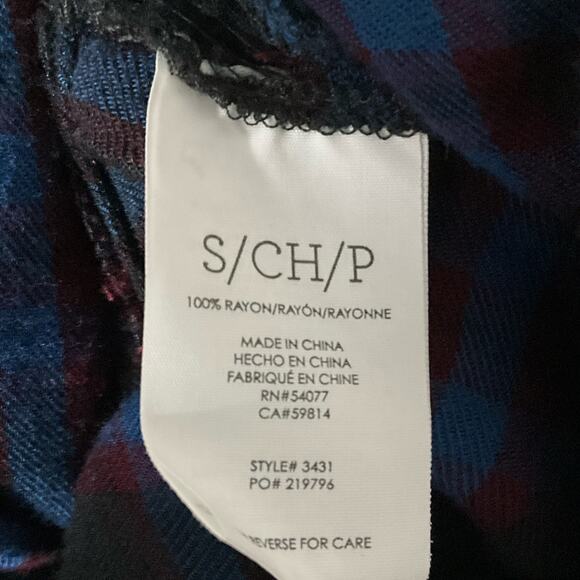 CABI Button Up Down Moody Plaid Shirt Top Blue Garnet Dark Plaid sz Small 3431 - Picture 12 of 13